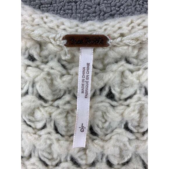 Free People Sweater Women L Beige Open Knit Scoop Neck Long Sleeve Pullover - Picture 3 of 6